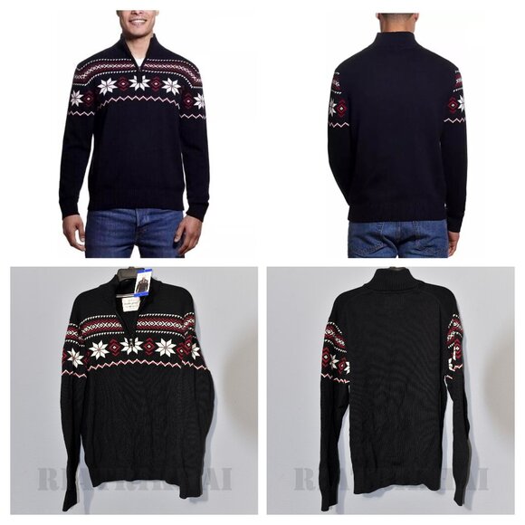 Weatherproof Vintage Men's 1/4 Zip Holiday Sweater‎ - Picture 1 of 9